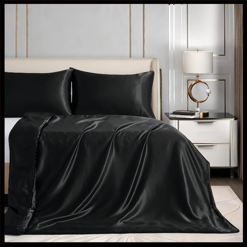 Black satin weighted - satin, blanket